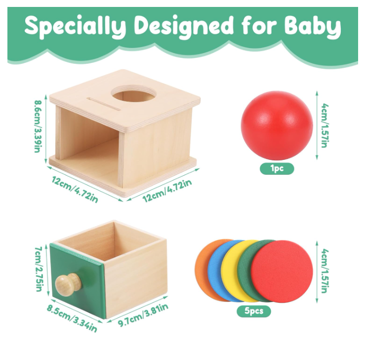 Montessori medinė monetų dėžutė 2in1 (6 mėn. – 3 m.)