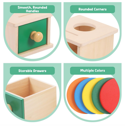 Montessori medinė monetų dėžutė 2in1 (6 mėn. – 3 m.)