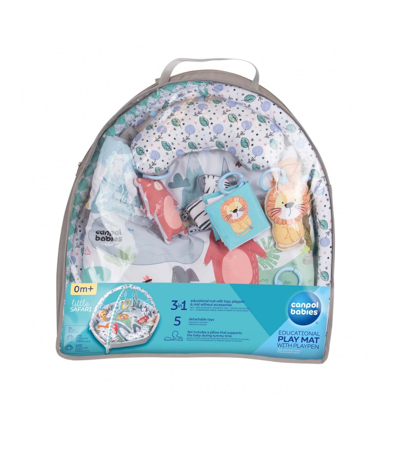 CANPOL BABIES mokomasis žaidimų kilimas su žaidimų erdve, 0+ mėn., SAFARI