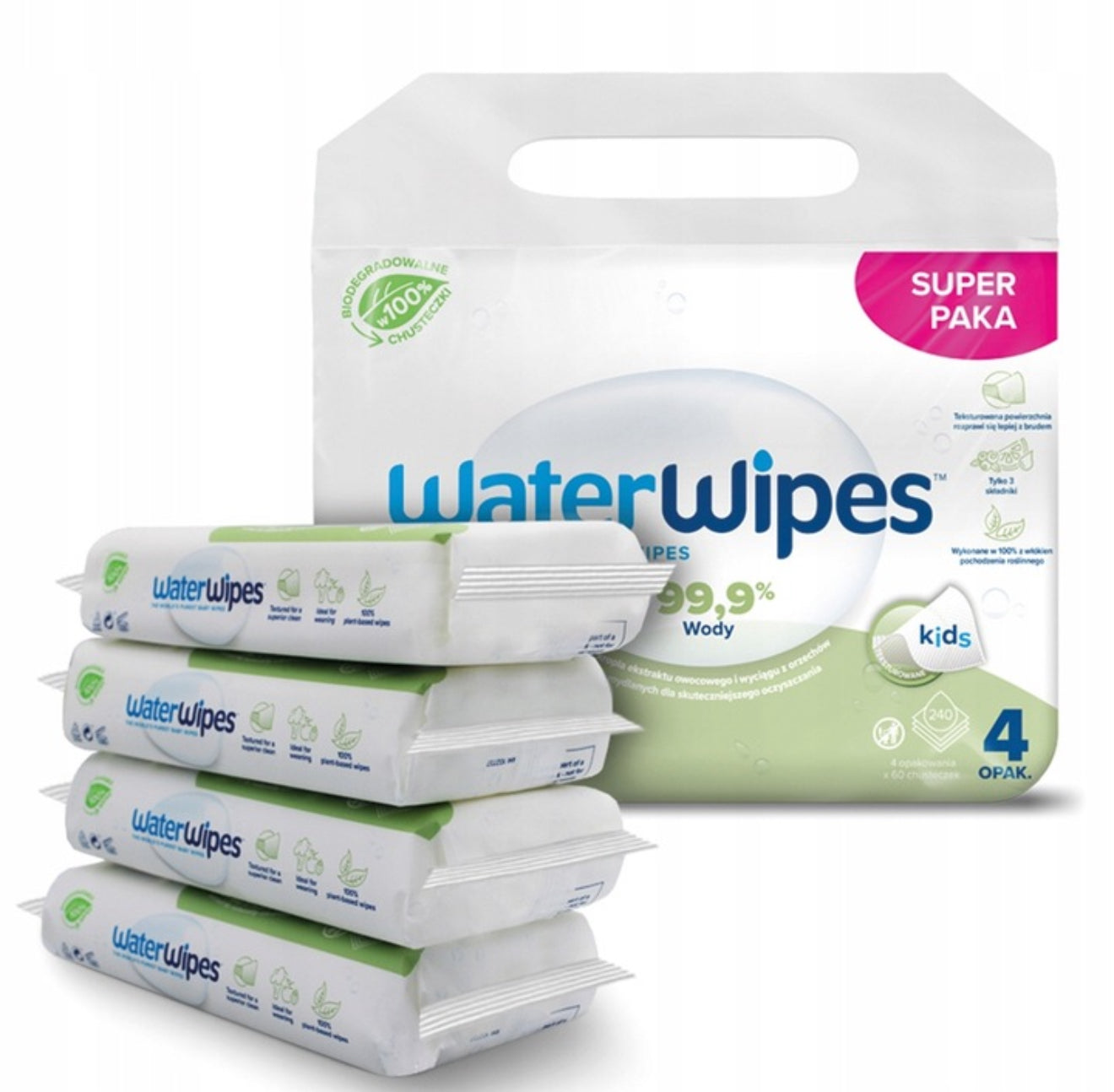 WaterWipes BIO beebisalvrätikud, 4 × 60 tk (240 tk)
