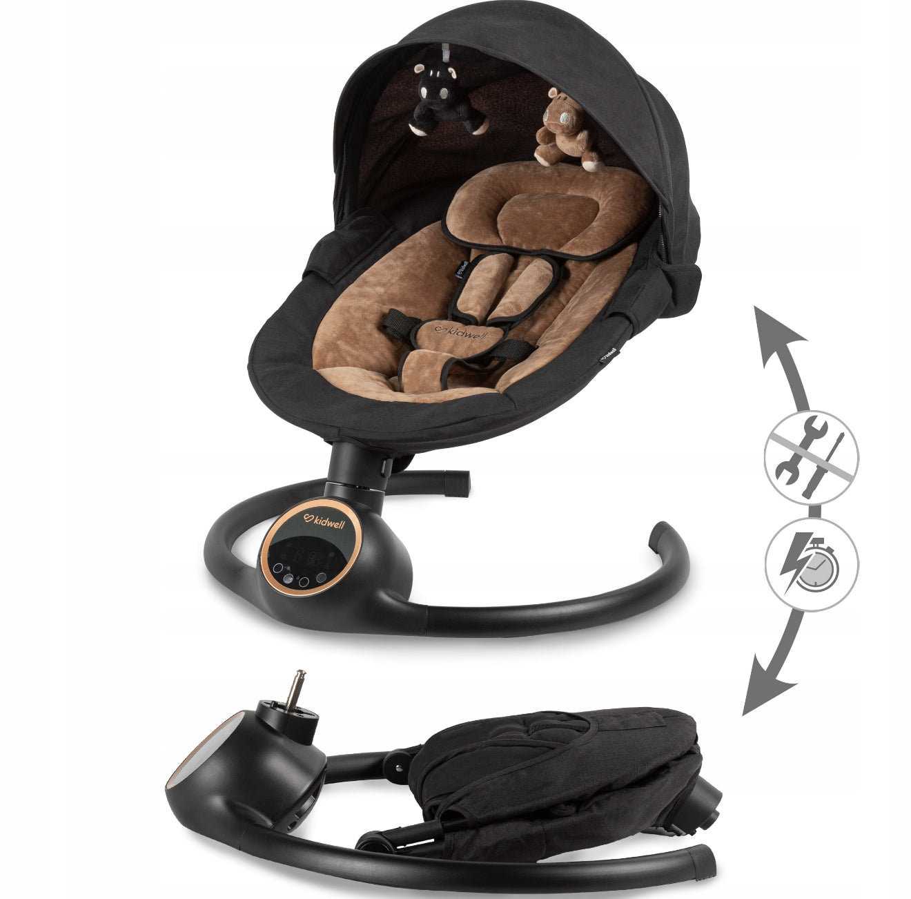 Kidwell REVE 2in1 elektriline beebikiik-hüppelaud (must/kuldne)