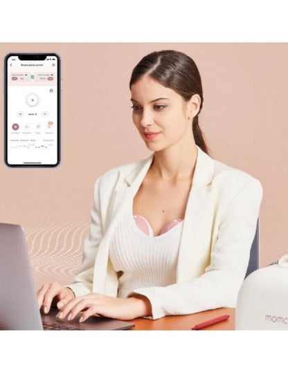 MOMCOZY M9 dvigubas nešiojamas belaidis pientraukis (Rausva)