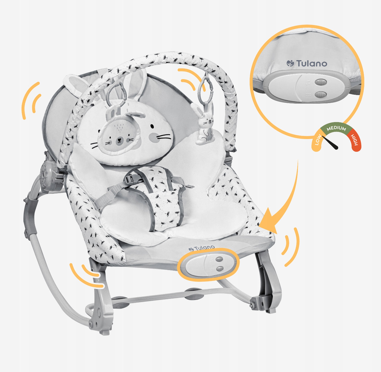 „Tulano Rabbit“ Kūdikių vibruojantis gultukas-supynė