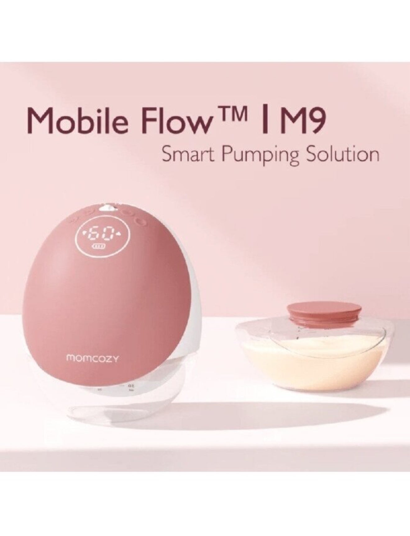 MOMCOZY M9 dvigubas nešiojamas belaidis pientraukis (Rausva)