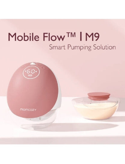 MOMCOZY M9 dvigubas nešiojamas belaidis pientraukis (Rausva)