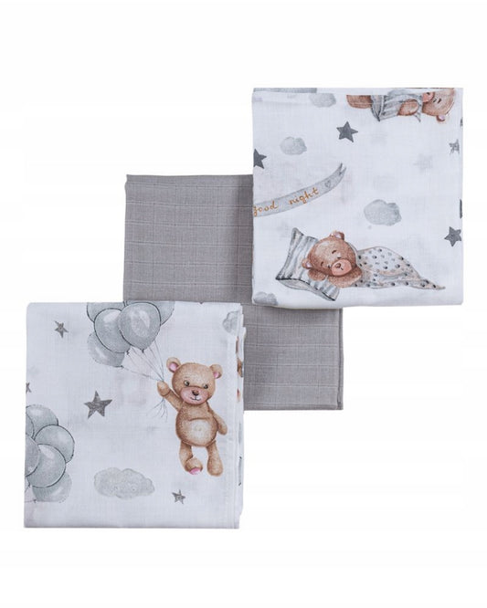 Musliinist beebitekid 3 tk, 60x80 cm