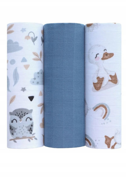 Muslino merliukai kūdikiams 3 vnt., 60x80 cm