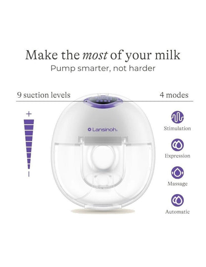 Lansinoh viengubas nešiojamas belaidis elektrinis pientraukis