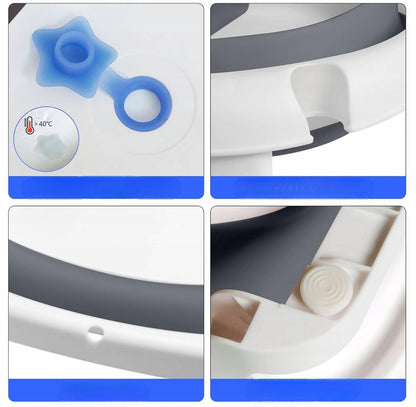 Kokkupandav silikoonist beebivann padja ja temperatuurianduriga