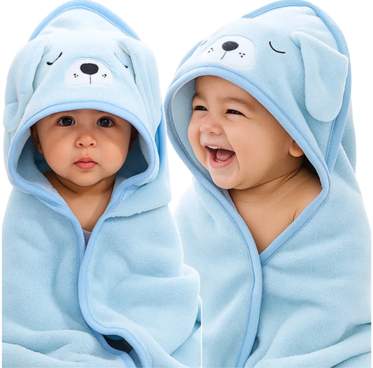 Beebirätik kapuutsiga "Poncho", 80x80 cm - Sinine