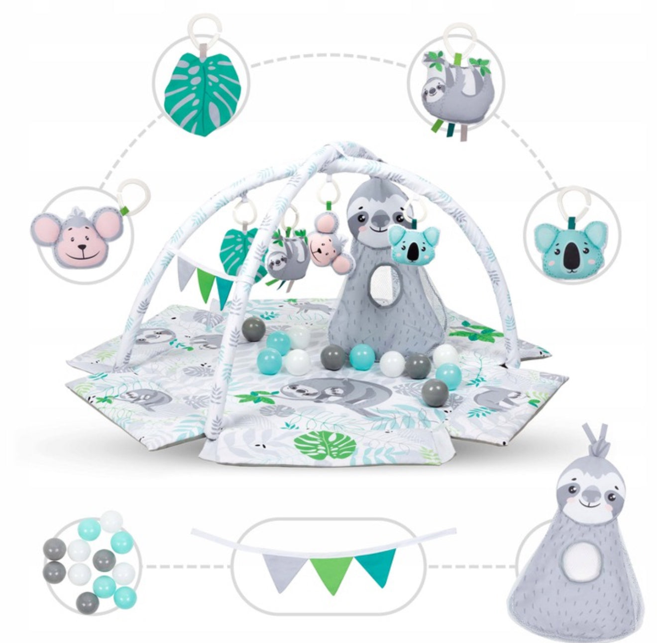 Kidwell "Jooga" - Beebidele mõeldud õppematt mänguasjade ja pallidega