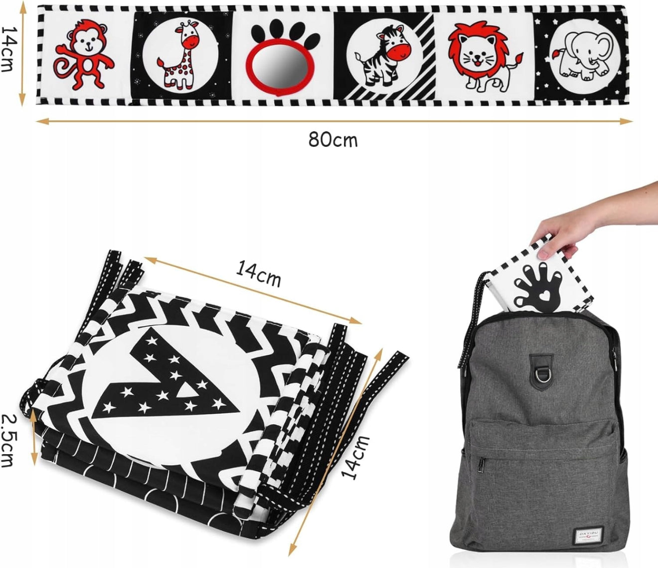 Kontrastne sensoorne raamat beebidele (0-12 kuud)