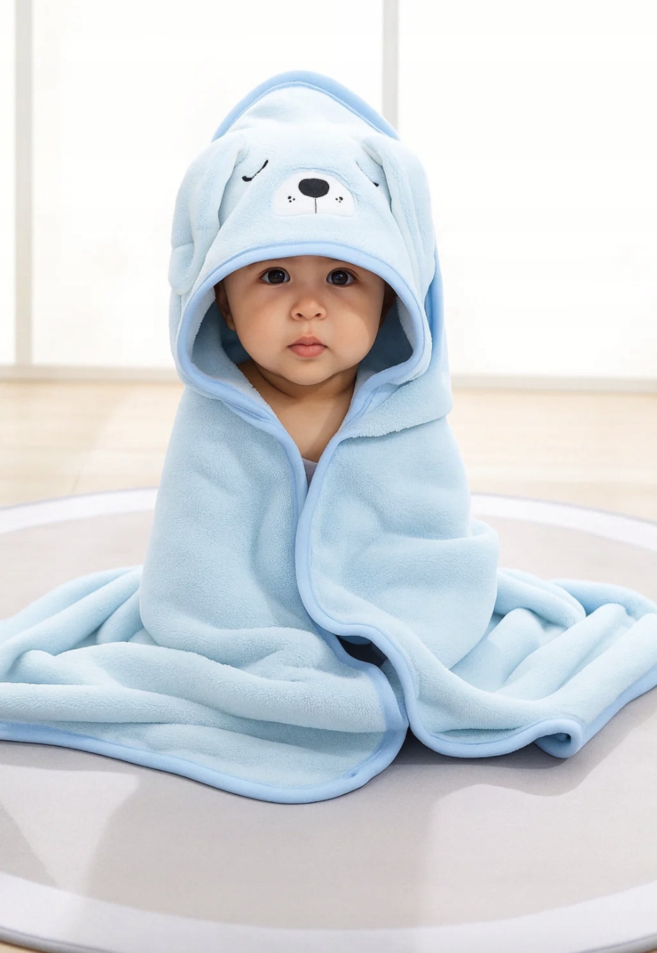 „Pončo“ Kūdikių rankšluostis su gobtuvu, 80x80 cm – mėlynas