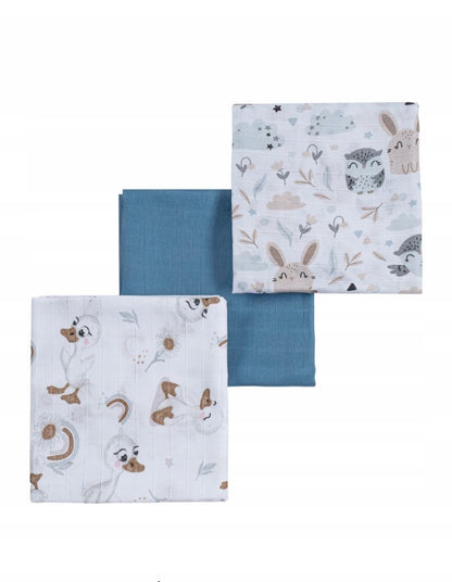 Muslino merliukai kūdikiams 3 vnt., 60x80 cm