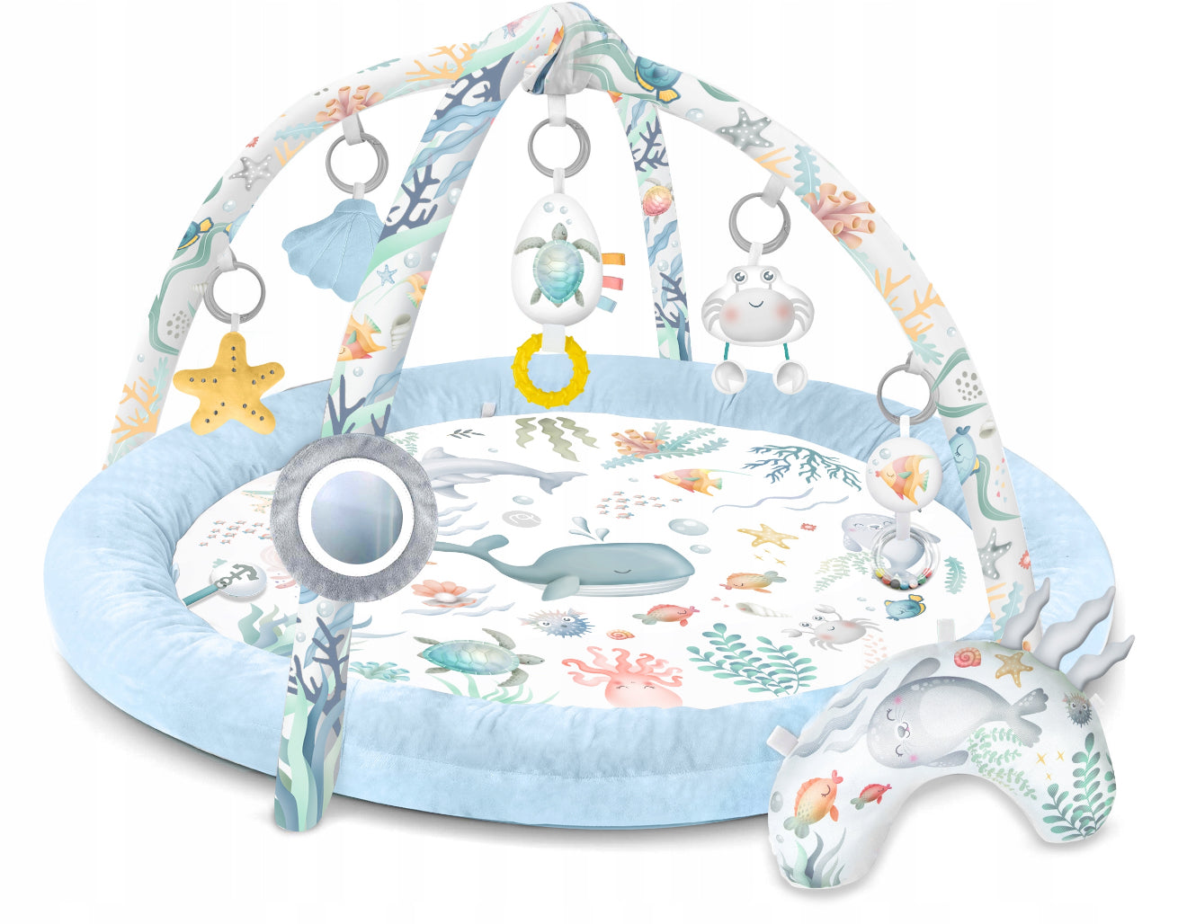 Nukido „Ocean“ - Interaktyvus kūdikių edukacinis kilimėlis su žaislais