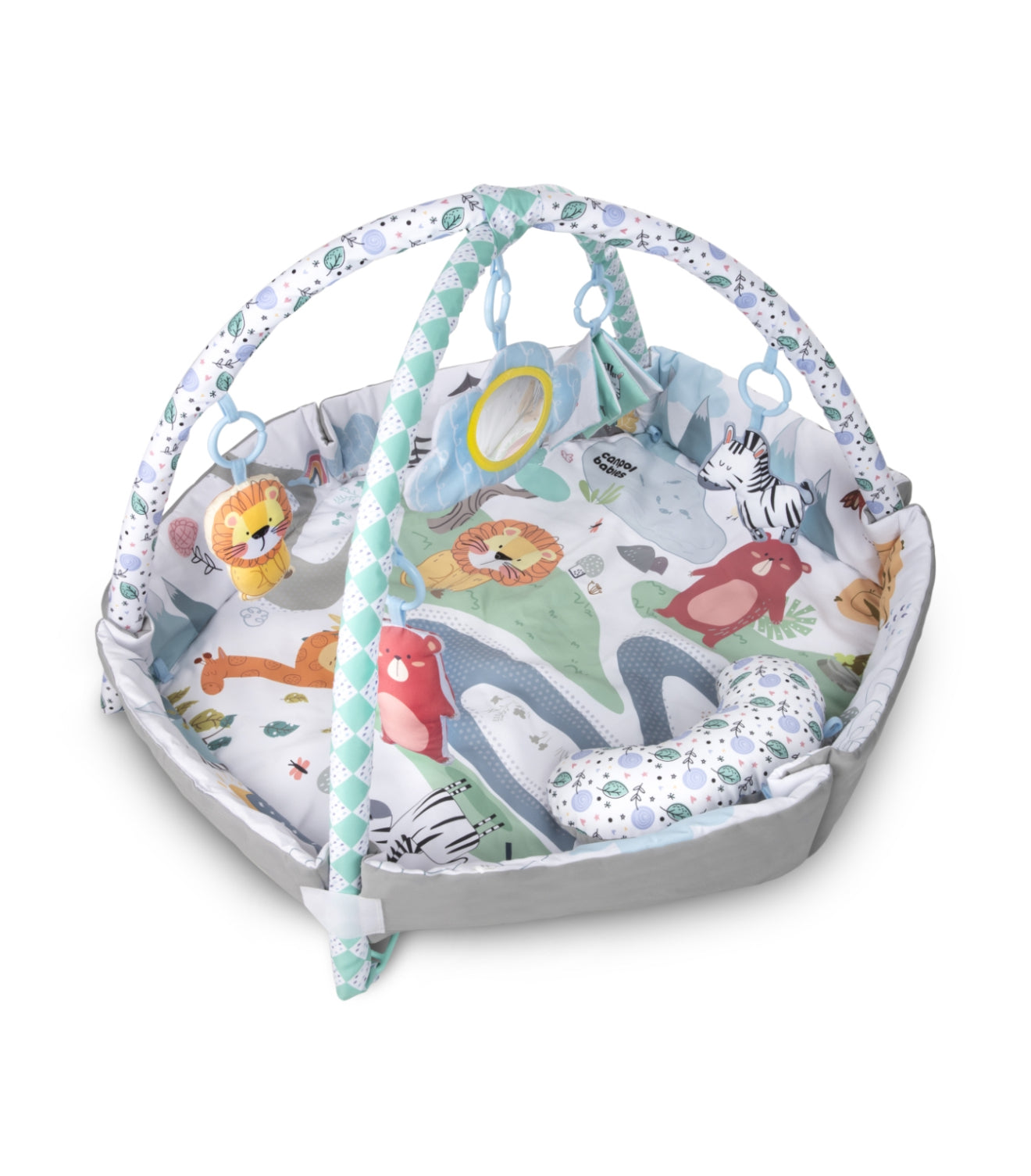 CANPOL BABIES mokomasis žaidimų kilimas su žaidimų erdve, 0+ mėn., SAFARI