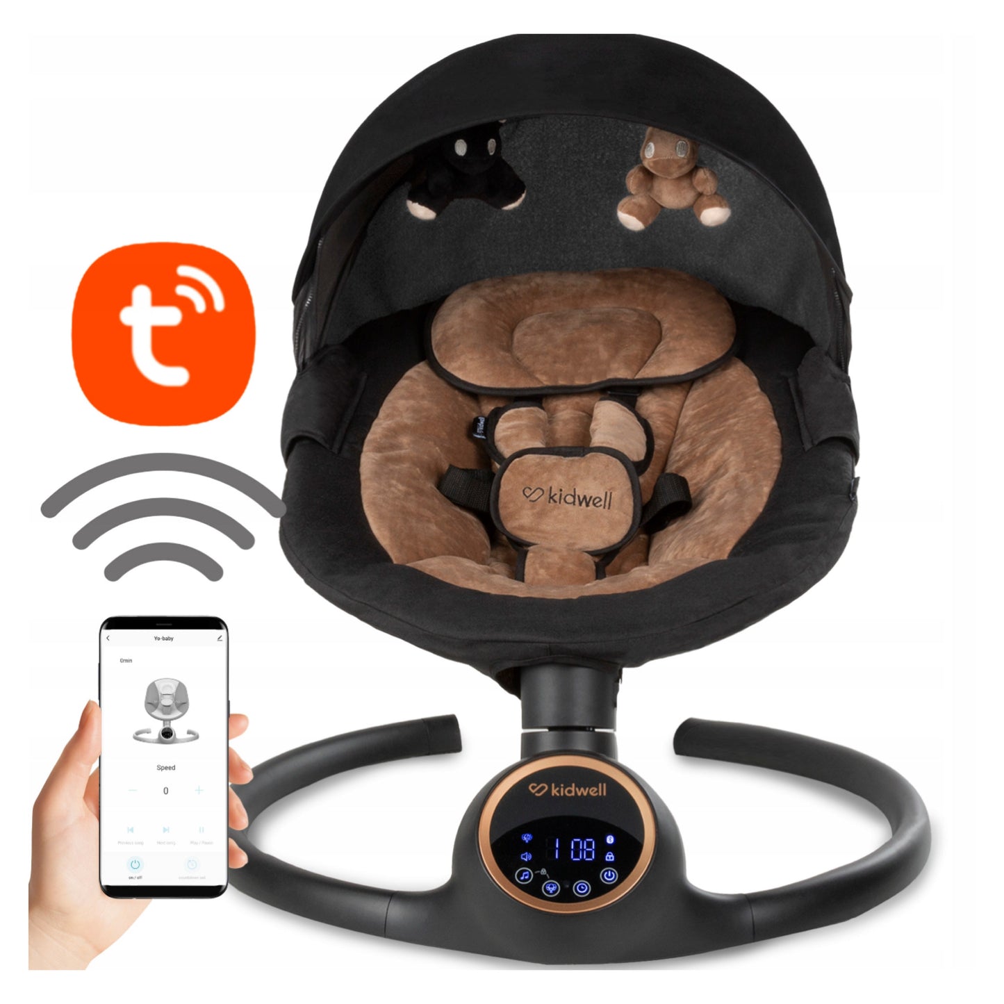 Kidwell REVE 2in1 elektriline beebikiik-hüppelaud (must/kuldne)