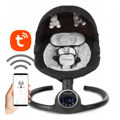 Kidwell REVE 2in1 Elektrinis kūdikio gultukas–supynė (juodas/sidabrinis)