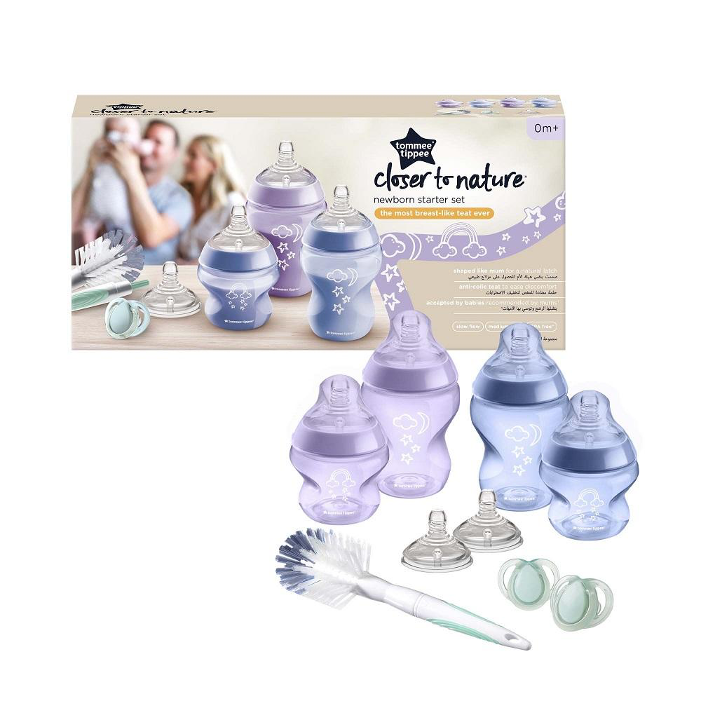 Buteliukų rinkinys Tommee Tippee Closer To Nature, 0 mėn., mėlyna/violetinė