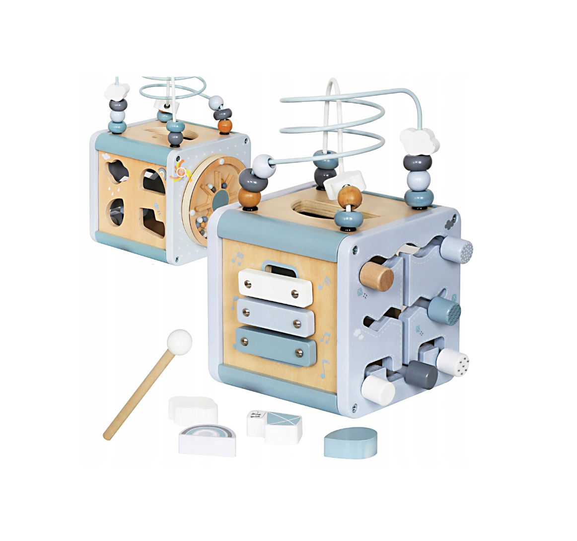 MONTESSORI Medinis Interaktyvus Sensorinis Konstravimo Kubas 7-in-1